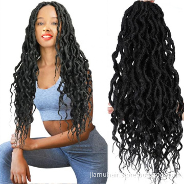 Wholesale goddess locs crochet synthetic braiding hair curly ends ombre faux locs hair braids crochet locs hair extensions